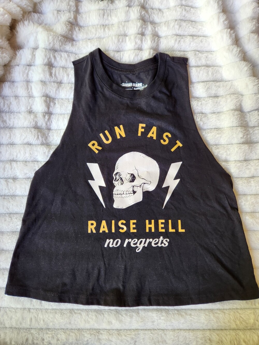 Sarah Marie Running - "Run Fast Raise Hell" Black Graphic Tank